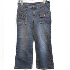 C’est Toi Women’s Denim Button Flap Pockets Capri Pants | Size 15/16